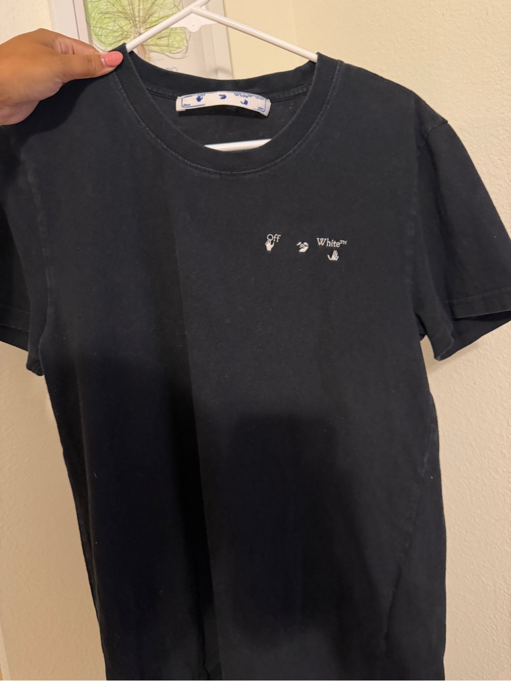 Off-White Black Crewneck T-Shirt with Small White Logo